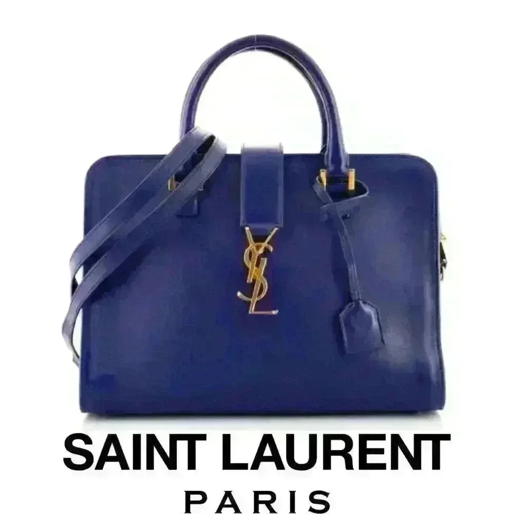 SAINT LAURENT Calfskin Monogram Cabas Top Handle Bag w/ Crossbody Strap
